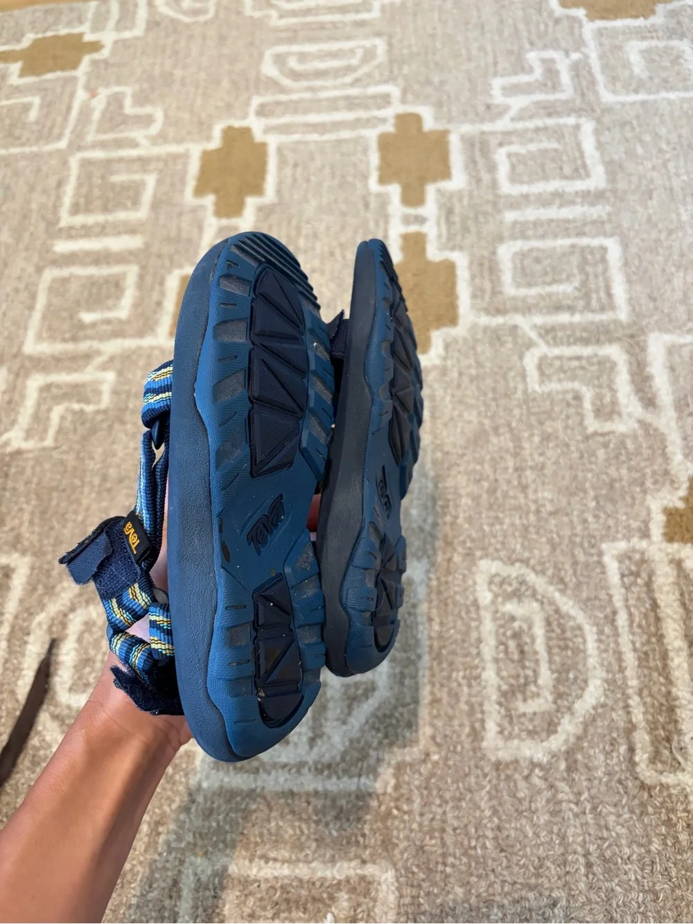 Teva Kids Navy Blue Strappy Sandals with Yellow Accent